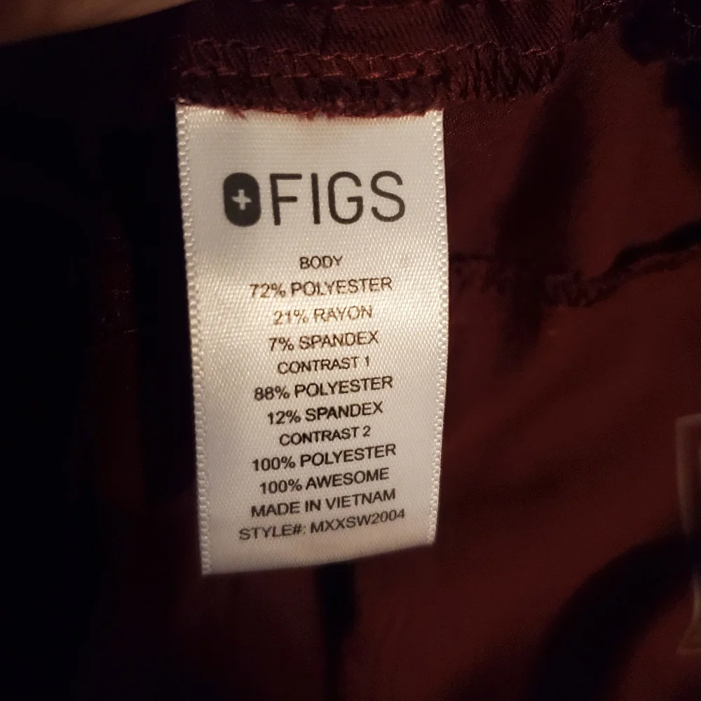 FIGS Men's Scrub Joggers M Burgundy Tansen Slim Fit Pockets Ribbed Ankle Cuff